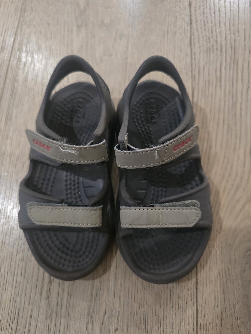 GUC Crocs Swiftwater River Sandal Brown Boys Size C8 Hook Loop